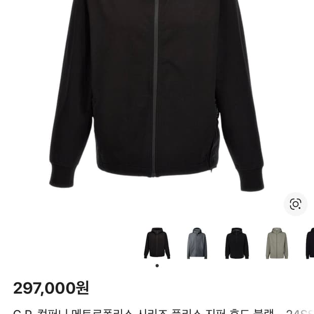 C.P. 컴퍼니 메트로폴리스 시리즈 플리스 지퍼 후드 블랙 - 24SS