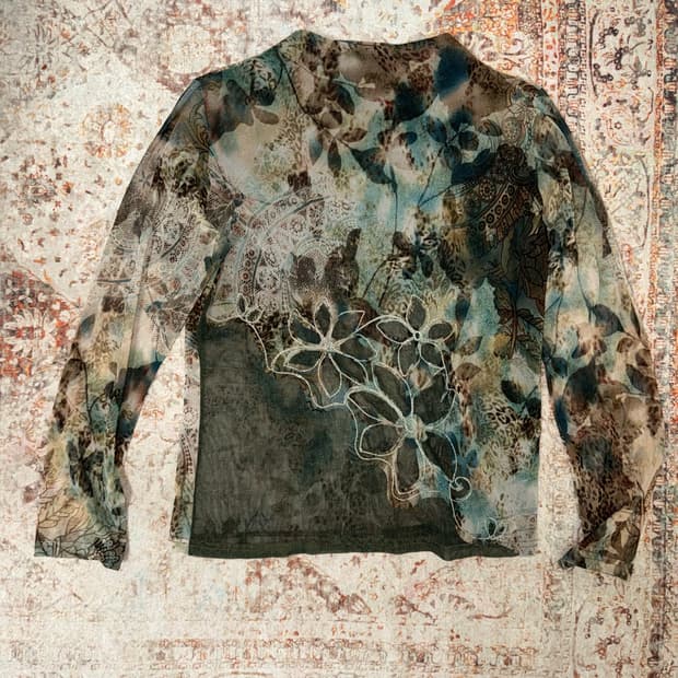 빈티지 오리엔탈 프린팅 매쉬 탑