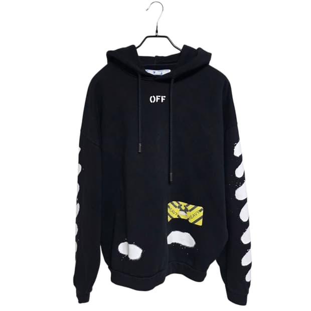 오프화이트 스프레이 후드티셔츠