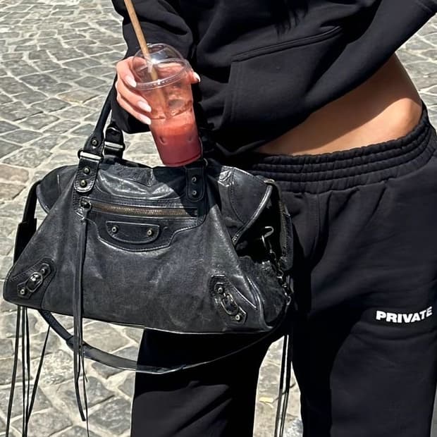 빈티지 발렌시아가 모터백 미디움 다크그레이 가방