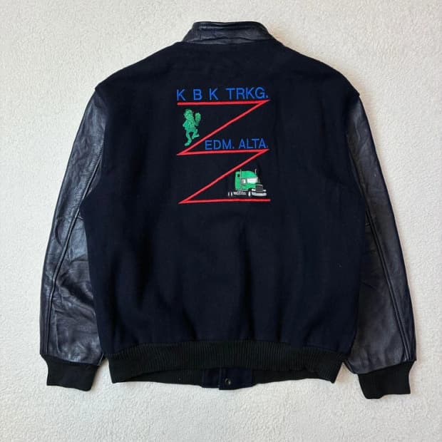 캐나다스포츠웨어 90's 울 가죽 바시티 자켓 PN6018