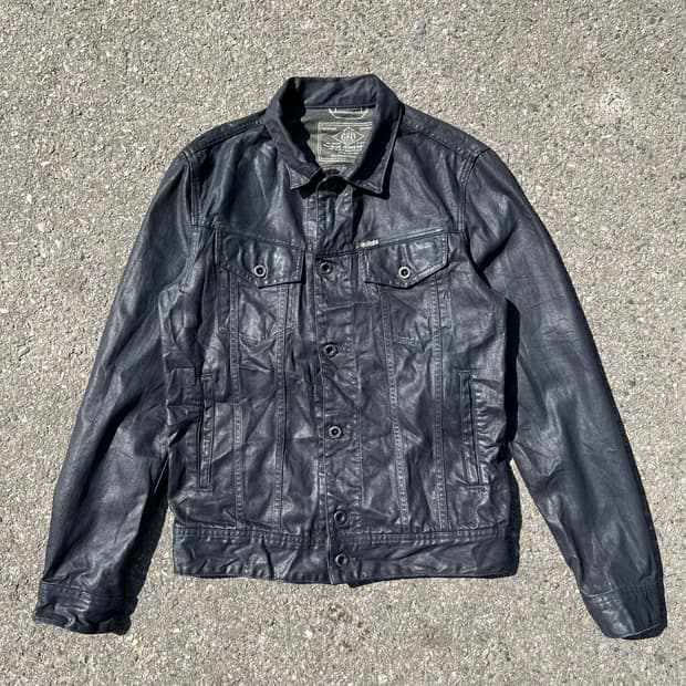 Replay 코팅 다크 인디고 데님 트러커 자켓