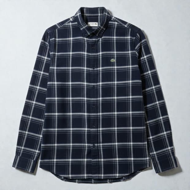 100)LACOSTE 라코스테 체크 셔츠 네이비