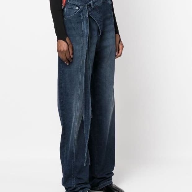 ottolinger 웨이스트 랩 컷아웃 데님 팬츠