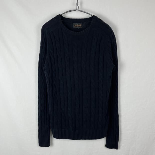 Beams Plus 꽈베기 네이비 니트 