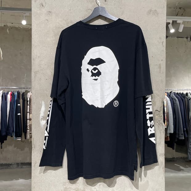 베이프 17F/W 블랙 빅 사루 레이어드 롱 슬리브