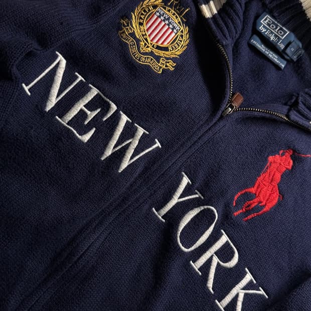 폴로 빅포니 니트 집업 뉴욕 치프키프