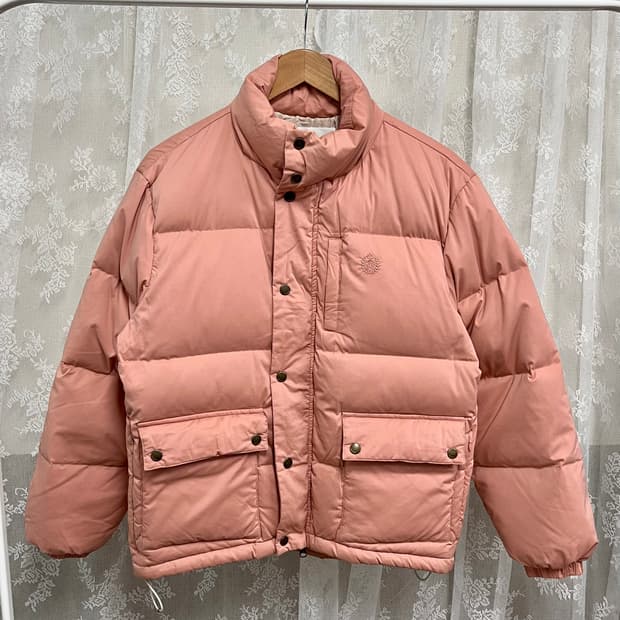 XS) 던스트 구스다운 숏 패딩 점퍼 피치핑크