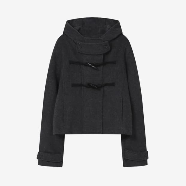 미세키서울 더플 후디 숏 코트 차콜