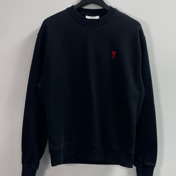 아미 스몰로고 헤비 블랙 맨투맨 (on.396)