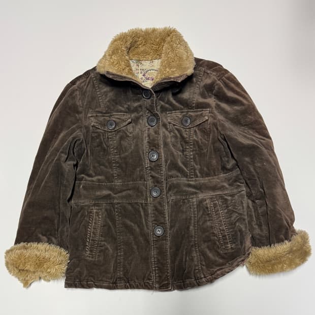 여성 OMPHALOS 코듀로이 빈티지 퍼 자켓 M~L