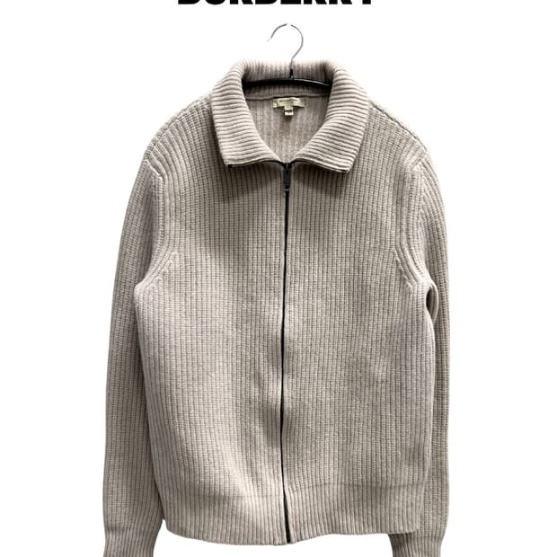 버버리 엘보우패치 케이블 울 니트 집업