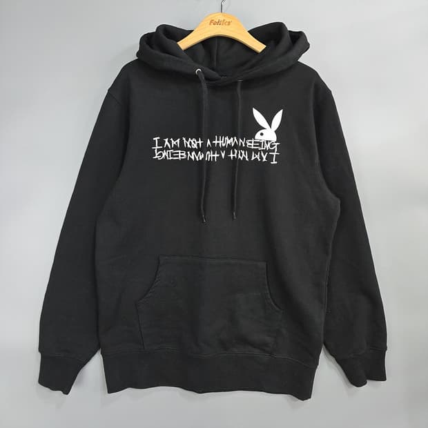 아임낫어휴먼 그래픽 후드티 블랙 L