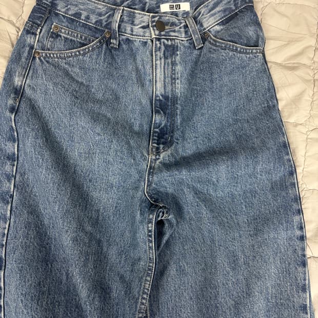 유니클로 u 와이드 핏 데님팬츠 유스맛 24사이즈