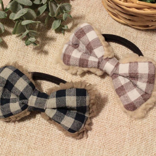 핸드메이드 미니 리본 머리끈 2개세트