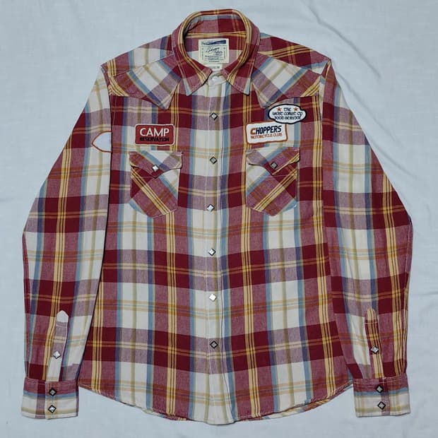 [M] Luckystore Tailors 웨스턴 패치 체크 셔츠