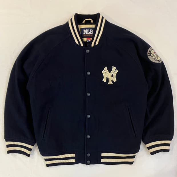 00s MLB 뉴욕 양키스 울 바시티 야구 점퍼 네이비