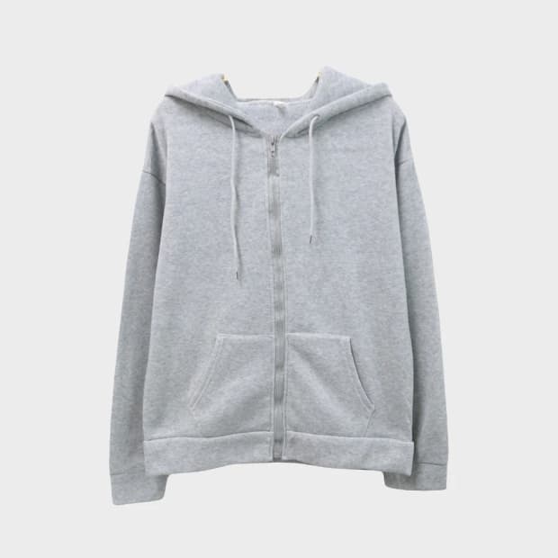 그레이 기모 후드 집업 61397