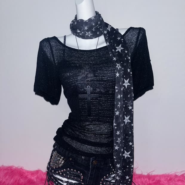 Cecil McBee 시스루 반팔탑 3 Peice Set