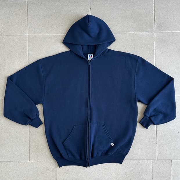 90s 빈티지 러셀 후드집업 네이비 XL USA