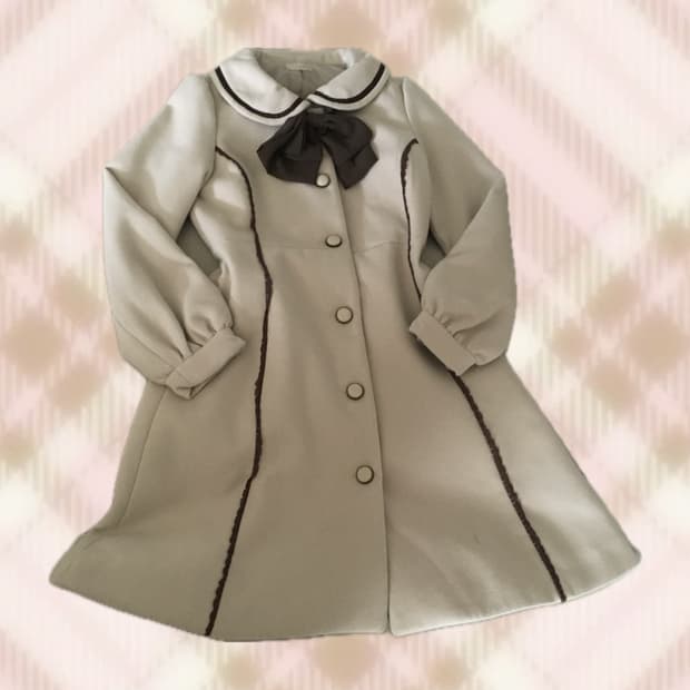 엑시즈팜 라떼 브라운 리본 코트 히메 갸루 러블리 로걀 모리 빈티지