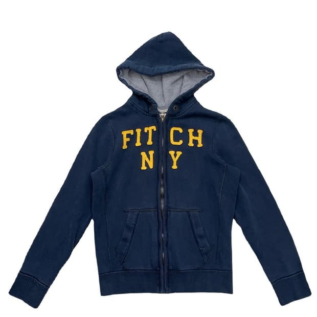 ABERCROMBIE & FITCH 로고 후드집업 네이비 M