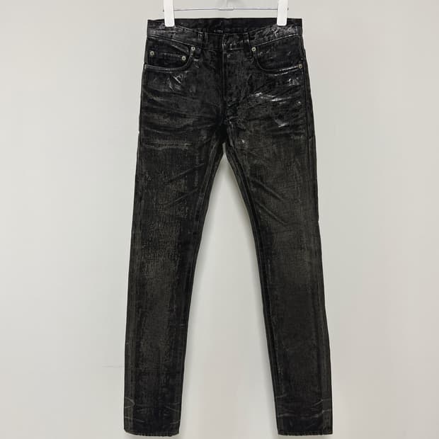 디올옴므 07AW "Luster" 블랙 왁스 코팅진 블왁코