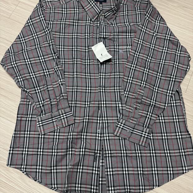(XL) 버버리 체크 긴팔 셔츠 그레이