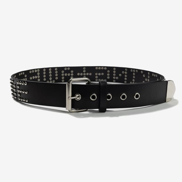 (새상품) 퍼킹어썸 스터디드 레더 벨트 블랙