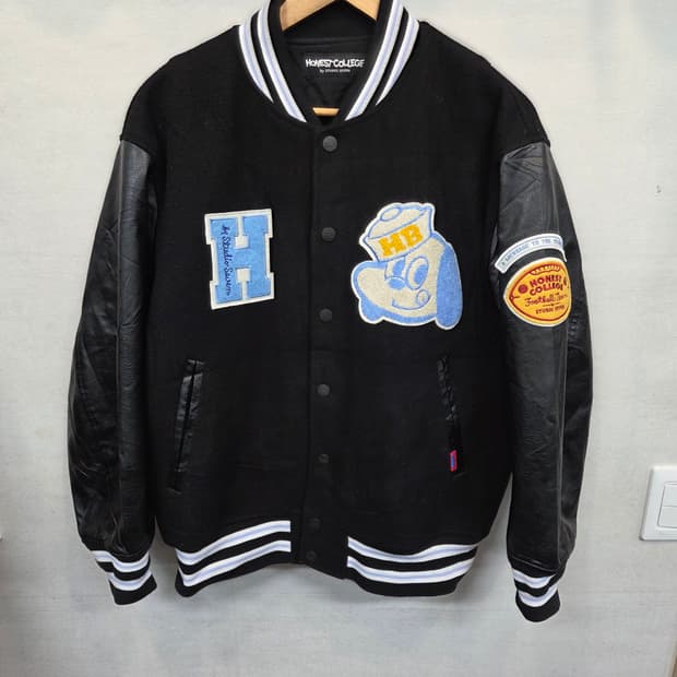 Gu by 스튜디오 세븐 울 레더 바시티자켓 s