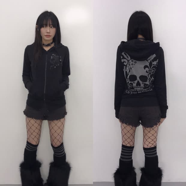 GHOST OF HARLEM Skull Graphic Hood zip