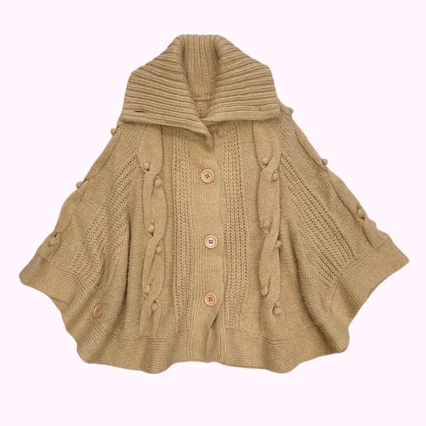 beige cable knit cape