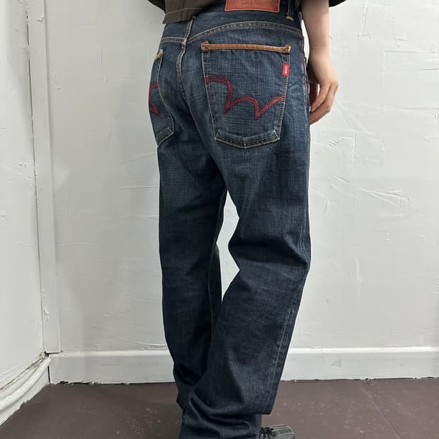 edwin blue trip denim pants