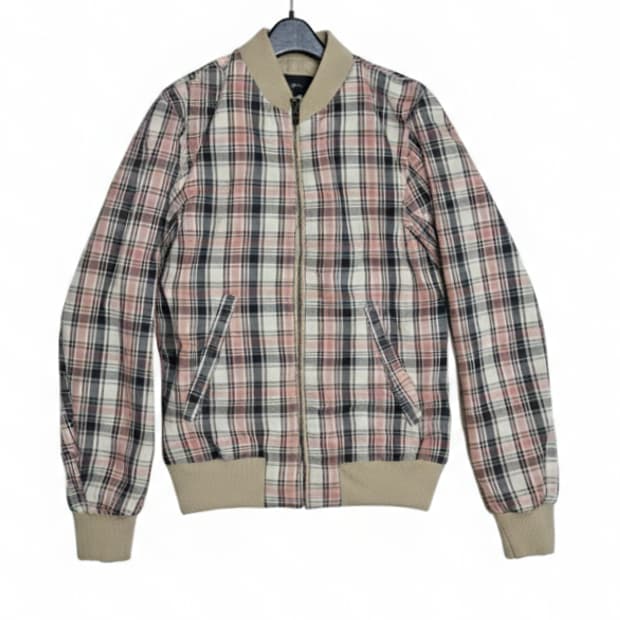 유니클로 JW Anderson리버시블 블루종 집업 점퍼/핑크 체크무늬