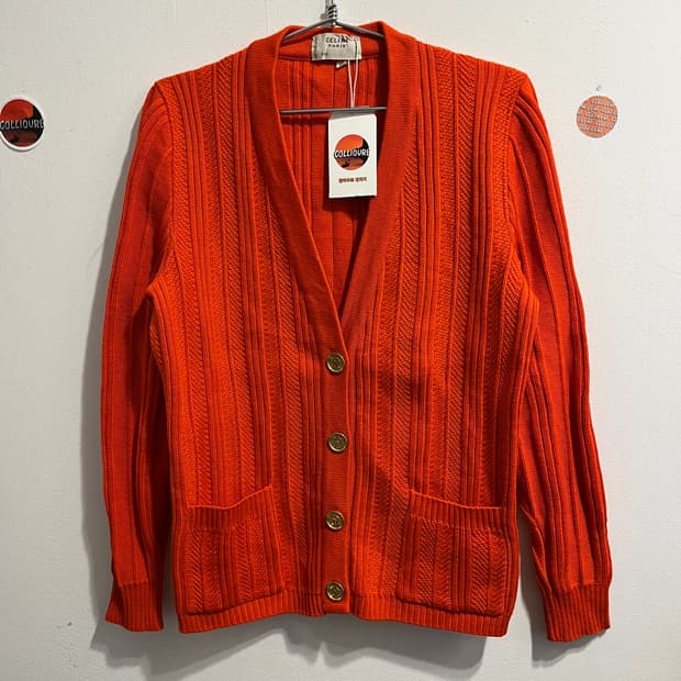 80’s 셀린느 퓨어 울 금장 가디건