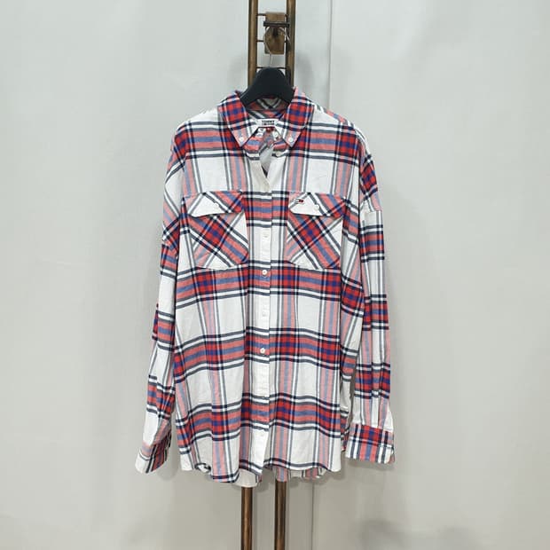 타미진스 여성 레드체크 오버핏 셔츠 S