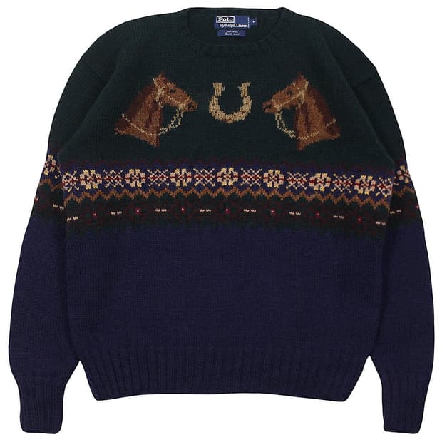 폴로랄프로렌 말굽 페어아일 울 핸드 니트 스웨터 빈티지