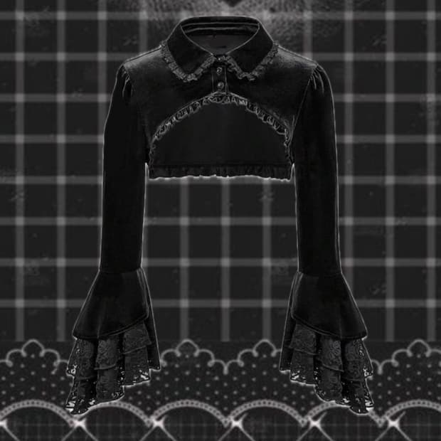 빈티지 고딕 숏 케이프 가디건 벨벳