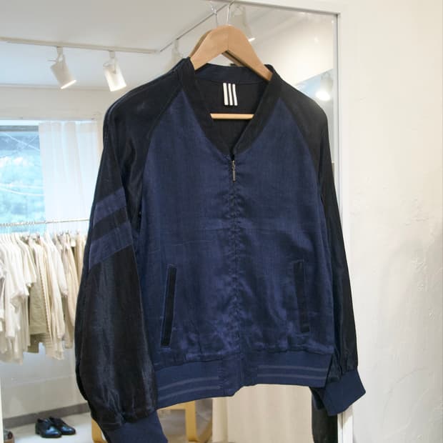 stripe linen bomber jacket