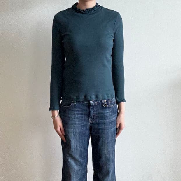Mock Neck Frill Top