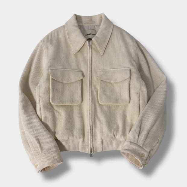 인사일런스 루즈핏 울 트위스티드 투웨이 블루종 자켓