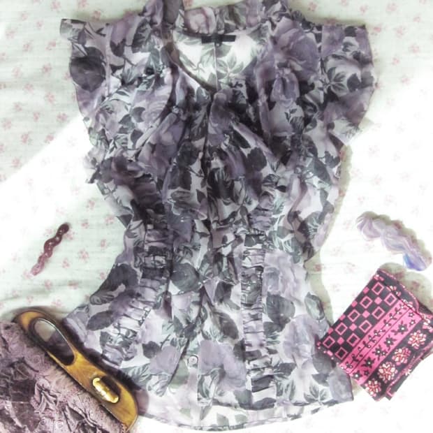 오네갸루 퍼플로즈 블라우스