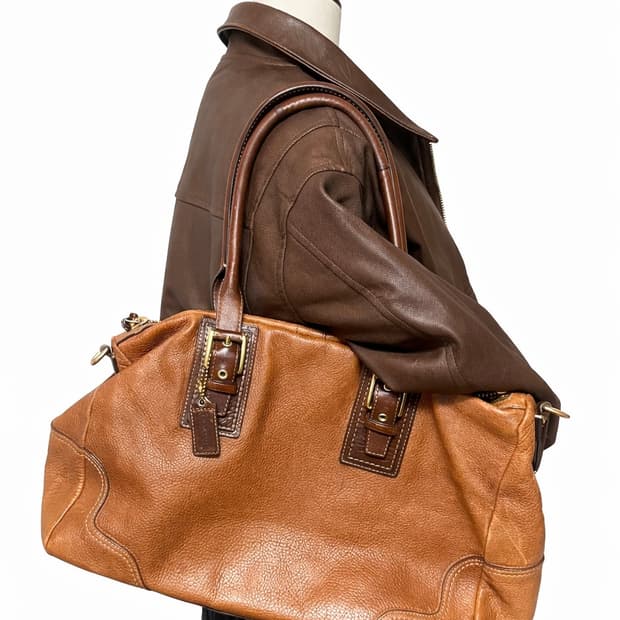 코치 빈티지 브라운 풀레더 숄더백 보스턴백 미디움