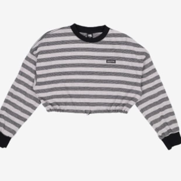 스컬프터 크롭 스트라이프 티