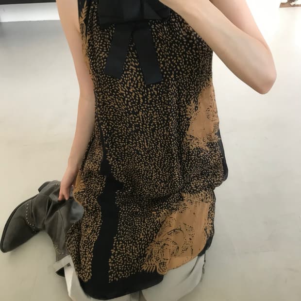 vintage brown ribbon sleeveless
