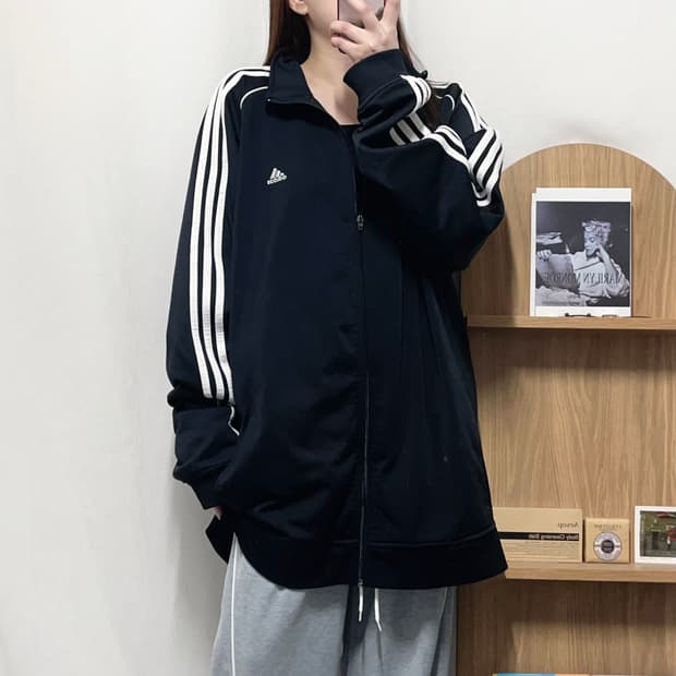 [정품] 아디다스 블랙 오버핏 삼선 져지 [ 2XL ]