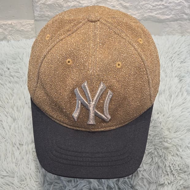 L7-8:MLB 뉴욕양키스 골드글리터 캡주니어(53-55cm)-머리작은분