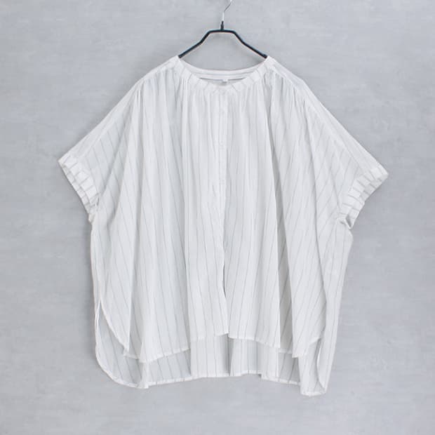 oversize band collar cotton top