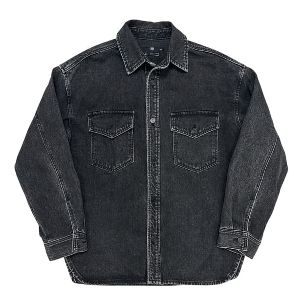 지오송지오 오버핏 흑청 데님셔츠 자켓(100)