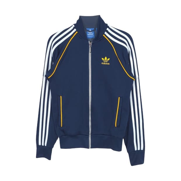 adidas SST 네이비 옐로우 파이핑 트랙탑 90